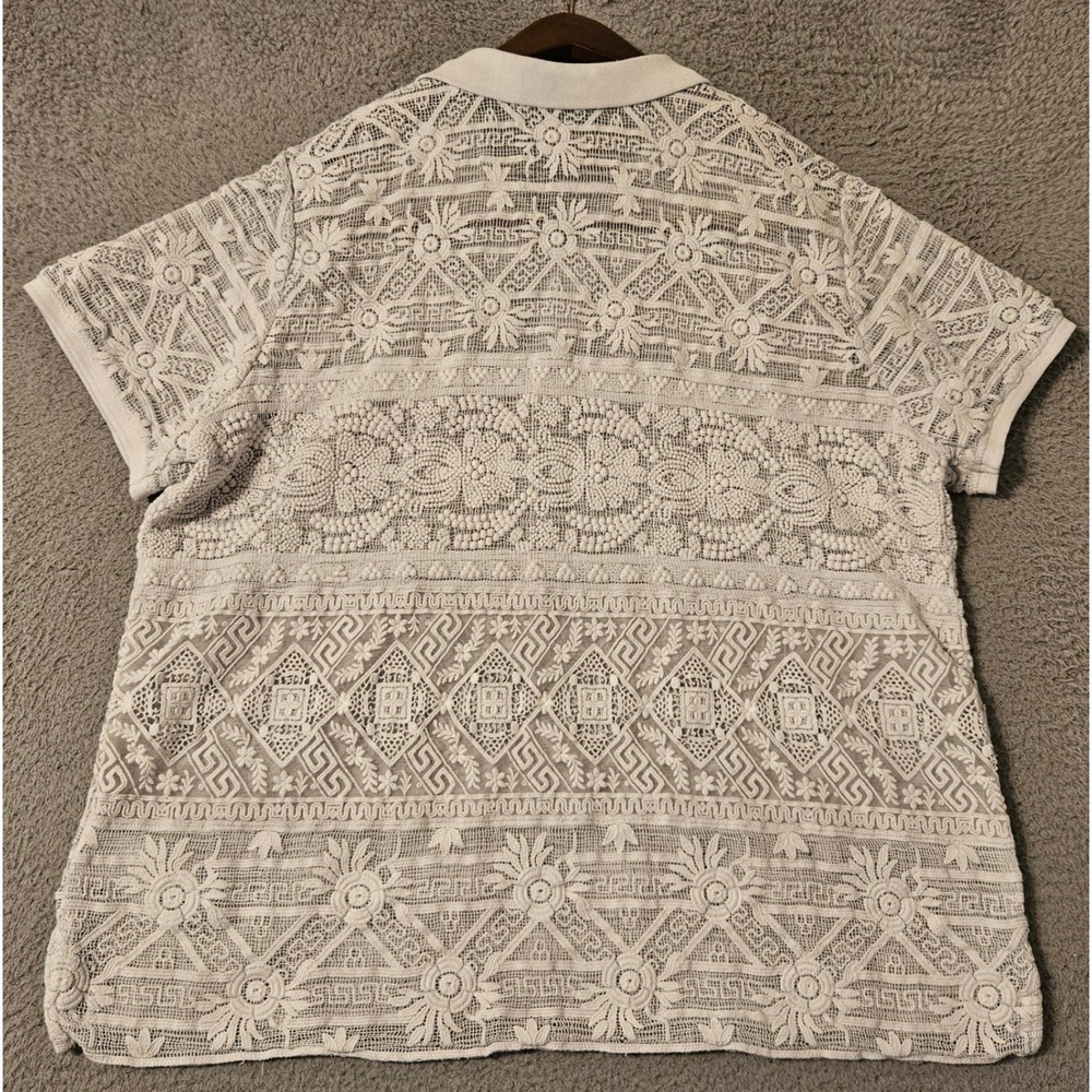 Polo Ralph Lauren Women's Geometric Lace Polo Shirt White Knight Size 2XL XXL - Picture 3 of 8